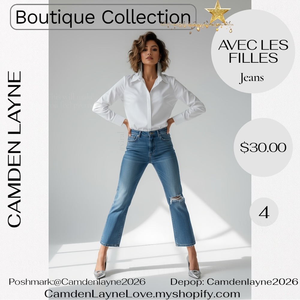 Avec Les Filles Blue Cropped Jeans